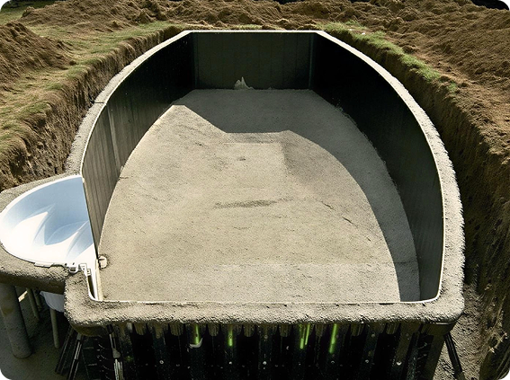 a picture of a pool's foundation